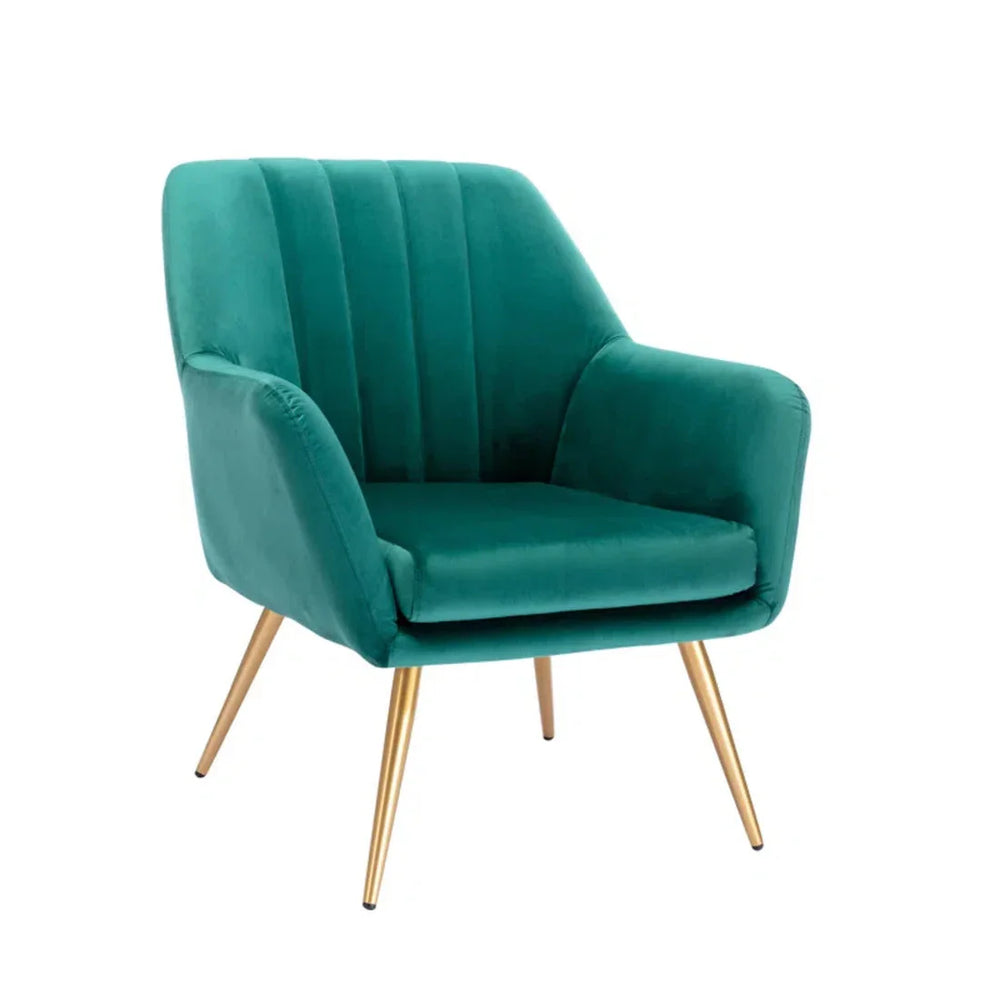 Dense Padded Bright Green Velvet Accent Chair - All India Decor