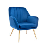 Dense Padded Bright Blue Velvet Accent Chair - All India Decor