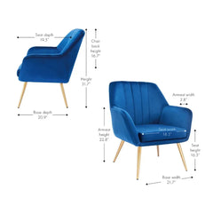 Dense Padded Bright Blue Velvet Accent Chair - All India Decor