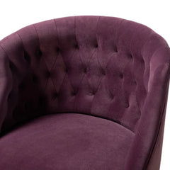Comfort Back Tufted Magenta PU Foam Armchair With Golden Base - All India Decor