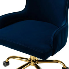 Luxury Royal Blue Velvet Armchair With Golden Base - All India Decor