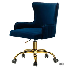 Luxury Royal Blue Velvet Armchair With Golden Base - All India Decor