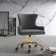 Luxury Grey Velvet Armchair With Golden Base - All India Decor