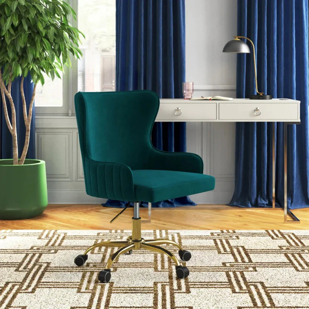 Luxury Emerald Velvet Armchair With Golden Base - All India Decor
