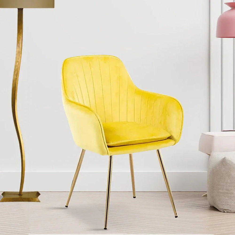 High Tufted Back Luxury Bright Yellow Lounge Chair - All India Decor