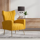 Dense Foam Luxurious Yellow Lounge Chair - All India Decor