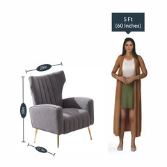 Dense Foam Luxurious Grey Lounge Chair - All India Decor