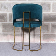 Luxe Blue Comfort Seating Velvet & Iron Dining Chair - All India Decor