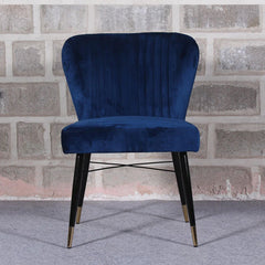 Classic Royal Blue Velvet & Iron Dining Chair - All India Decor