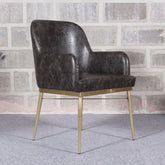 Dark Grey PU & Brass Dining Chair - All India Decor