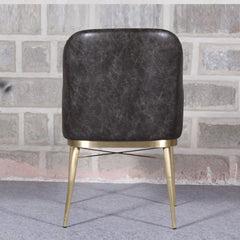 Dark Grey PU & Brass Dining Chair - All India Decor