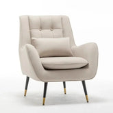 Classic Off-white Thick Padded Velvet Armchair with Cushion - All India Decor