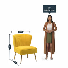 Classic Curved Back Yellow Velvet Lounge Chair - All India Decor
