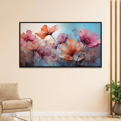 Pink Blooming Floral Canvas Painting for Wall Decoration - All India Decor