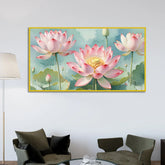 Pink Lotus Painting for Vastu Lotus Painting for Wall Decoration - All India Decor