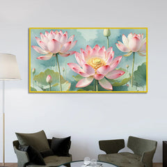 Pink Lotus Painting for Vastu Lotus Painting for Wall Decoration - All India Decor