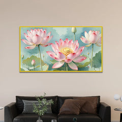 Pink Lotus Painting for Vastu Lotus Painting for Wall Decoration - All India Decor
