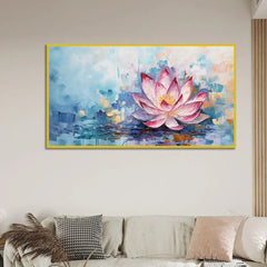 Pink Lotus Flower Canvas Painting for Home Wall Decoration Vastu Floral Painting - All India Decor