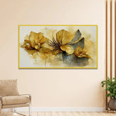 Abstract Golden Flower Canvas Wall Painting for Home Décor - All India Decor