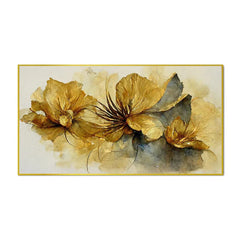 Abstract Golden Flower Canvas Wall Painting for Home Décor - All India Decor