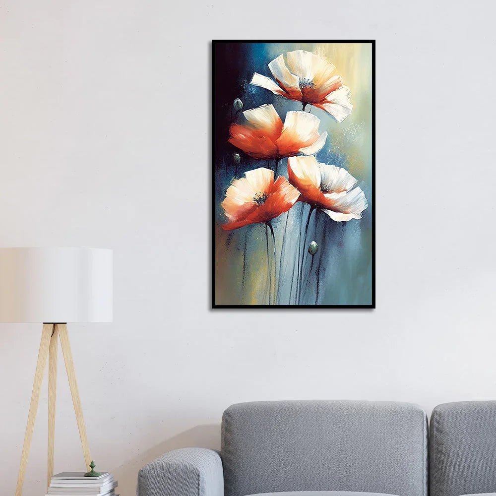 Vintage Abstract Floral Canvas Floating Framed Wall Painting - All India Decor