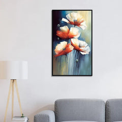 Vintage Abstract Floral Canvas Floating Framed Wall Painting - All India Decor