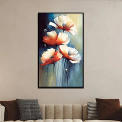 Vintage Abstract Floral Canvas Floating Framed Wall Painting - All India Decor