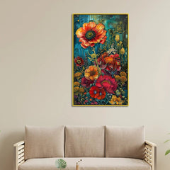 Vibrant Floral Large Abstract Flower Wall Painting for Contemporary Living Room - All India Decor