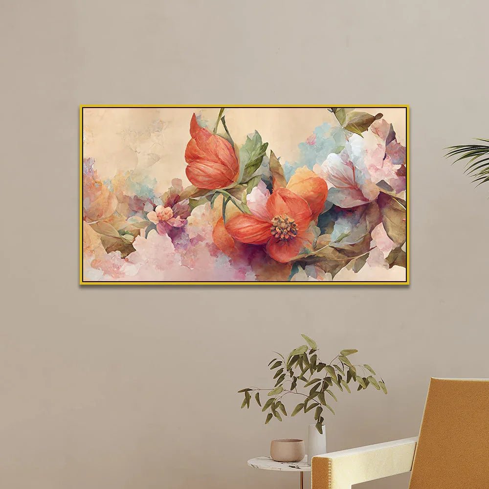Orange Flower Canvas Wall Painting for Home Decoration - All India Decor
