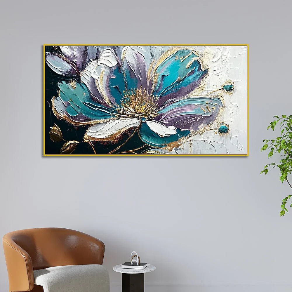 Elegant Blue Flower Painting, Perfect for Bedroom, Living Room, or Office Décor - All India Decor