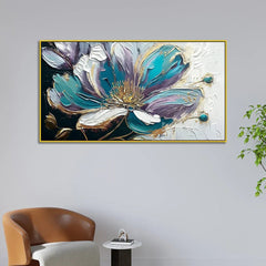 Elegant Blue Flower Painting, Perfect for Bedroom, Living Room, or Office Décor - All India Decor