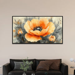 Elegant Abstract Flower Illustration Floating Frame Canvas Wall Painting - All India Decor