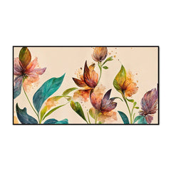 Beautiful Golden Flower Modern Art Floating Framed Canvas Wall Painting - All India Decor