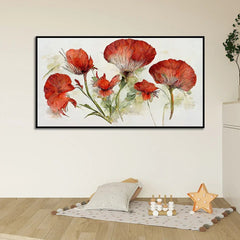 Abstract Red Flower Canvas Wall Painting for Home Décor - All India Decor