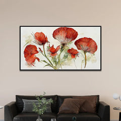Abstract Red Flower Canvas Wall Painting for Home Décor - All India Decor