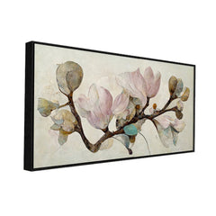 Magnolia Branch with Blossoming Flower Canvas Wall Painting - All India Decor