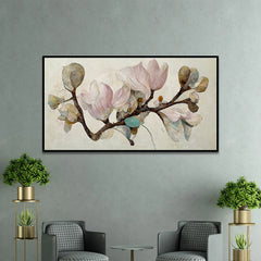 Magnolia Branch with Blossoming Flower Canvas Wall Painting - All India Decor