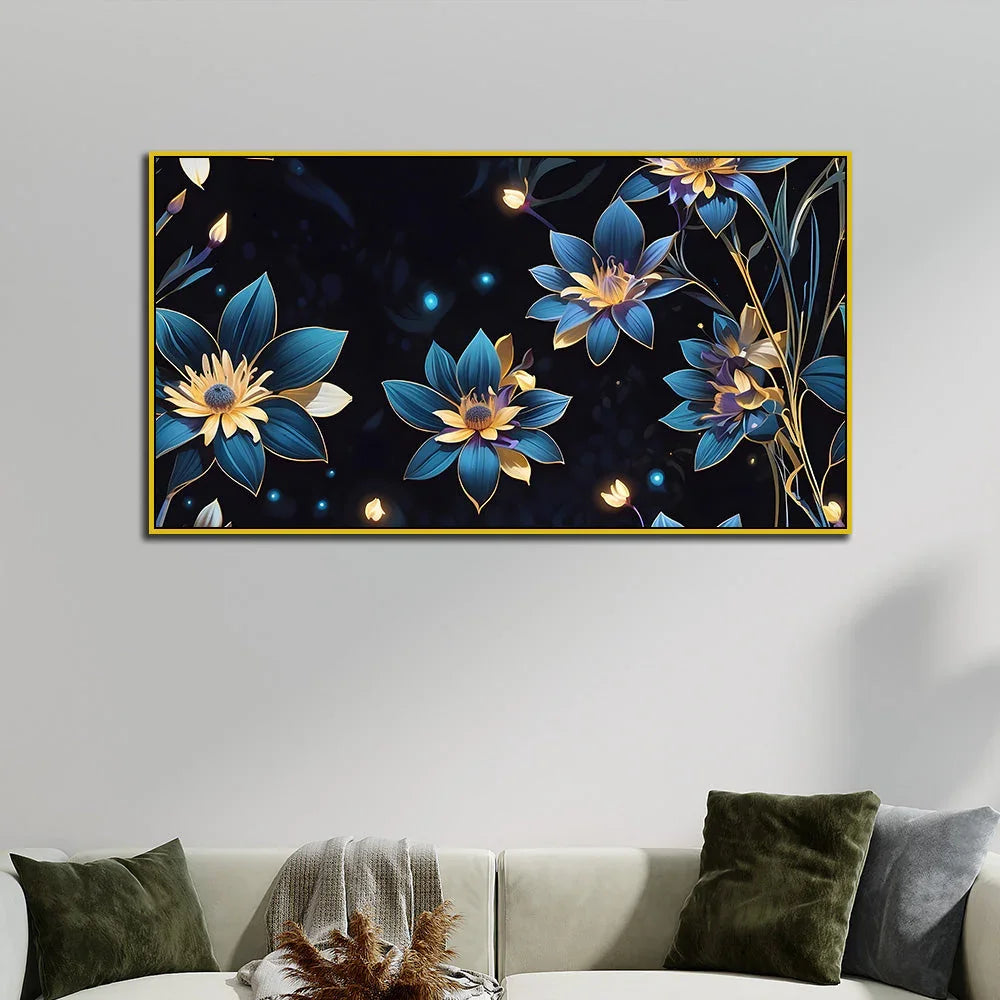 Midnight Floral Harmony Flower Canvas Wall Painting - All India Decor