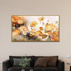 Bright Golden Petal Serenity Floral Canvas Wall Painting - All India Decor