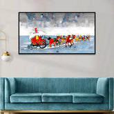 Festive Floral Sleigh Adventure Canvas Wall Painting - All India Decor