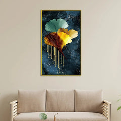 Abstract Golden Flower Canvas Wall Paintings - All India Decor
