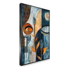 Blue and Brown Modern Abstract Floating Frame Canvas Wall Painting - All India Decor