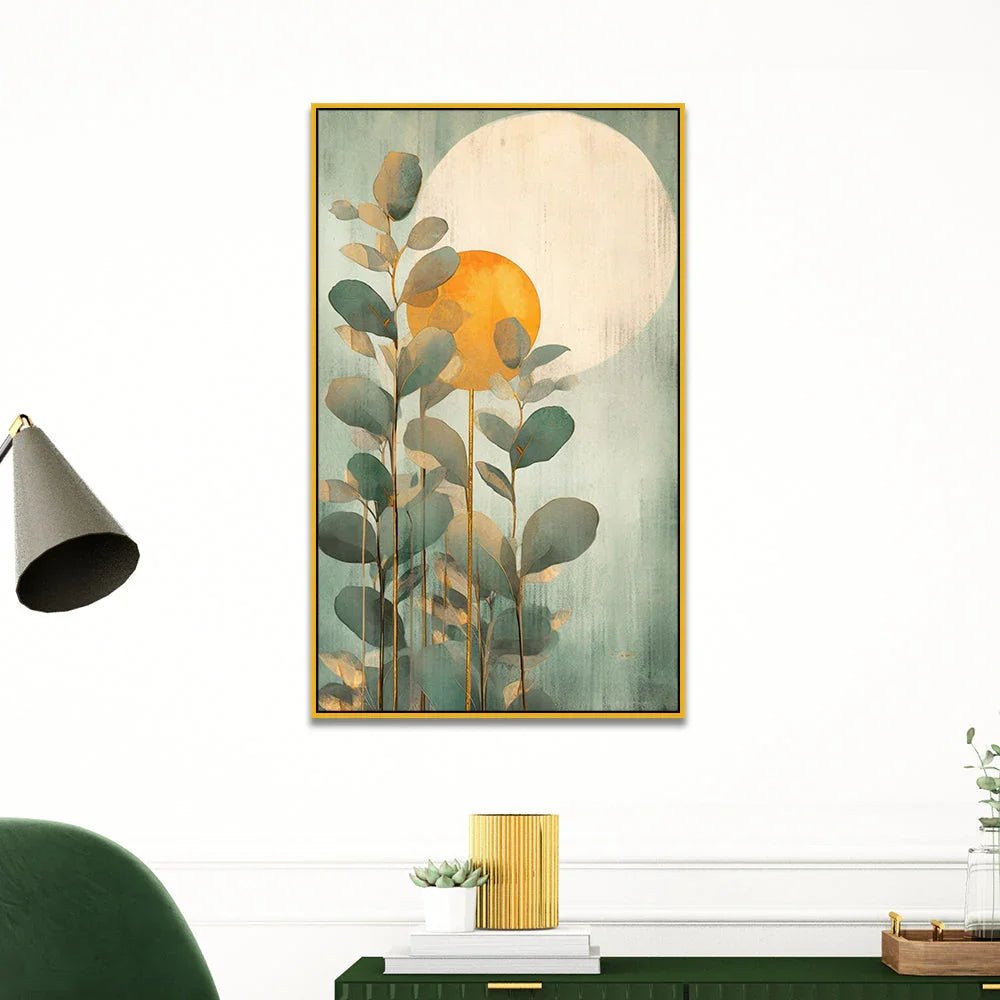Sunset Over a Field of Leaves Nature Inspired Canvas Wall Painting - All India Decor