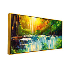 Majestic Waterfall Vastu Panoramic Canvas Wall Painting - All India Decor