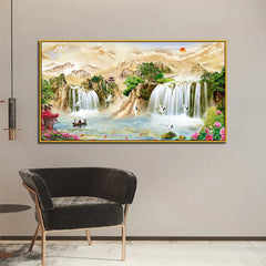 Panoramic Elegant Nature Waterfall Canvas Wall Painting - All India Decor