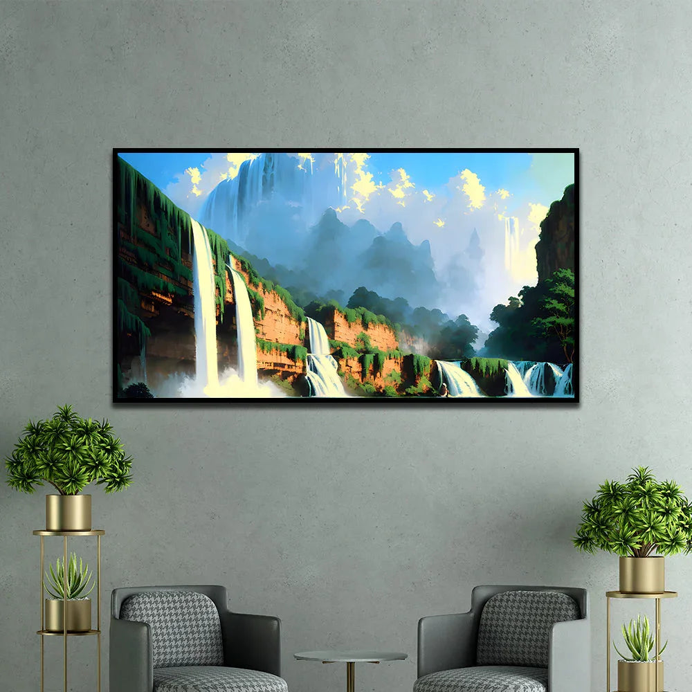 Modern Abstract Waterfall Nature Canvas Wall Painting - All India Decor