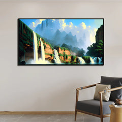 Modern Abstract Waterfall Nature Canvas Wall Painting - All India Decor