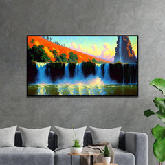 Nature Waterfall Floating Framed Canvas Wall Painting - All India Decor