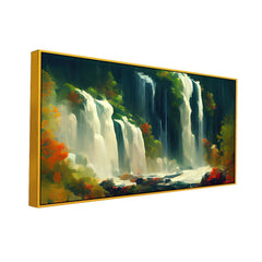 Tropical Jungle Waterfall Nature Canvas Wall Painting - All India Decor