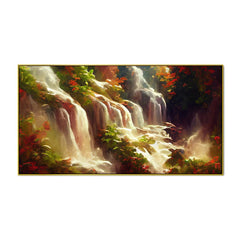 Lush Green Nature Large Landscape Waterfall Canvas Wall Painting - All India Decor